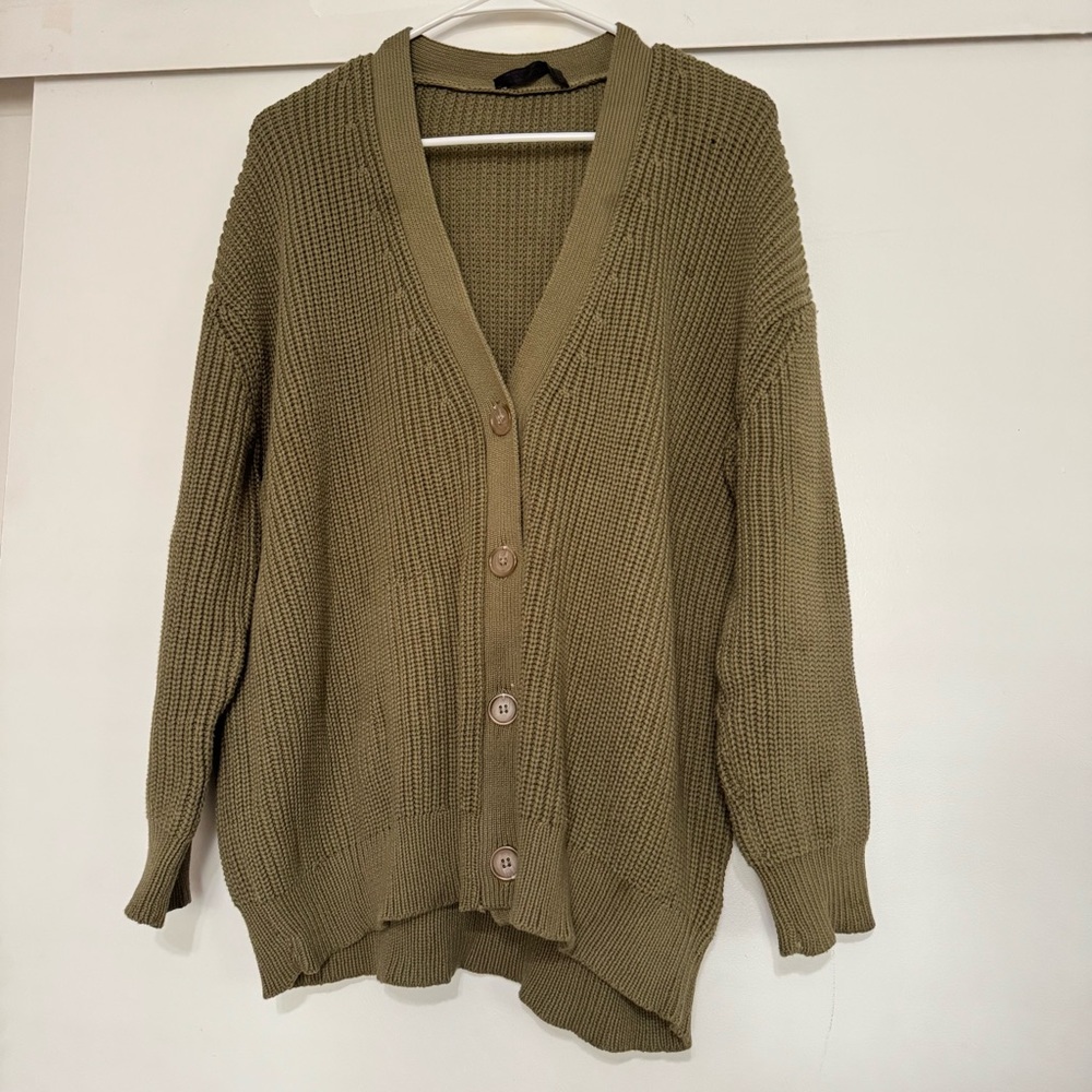 Jenni Kayne Cotton Cocoon Cardigan Sweater Sage Green - Picture 4 of 12